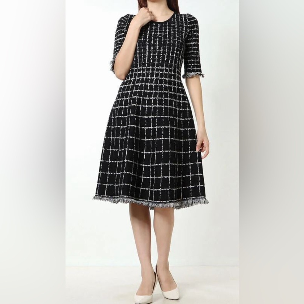 Elegant Black and White Checkered Dress